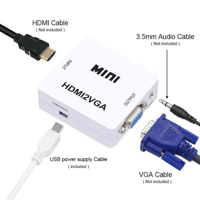 Mini HDMI naar VGA Audio Converter (Nieuw)