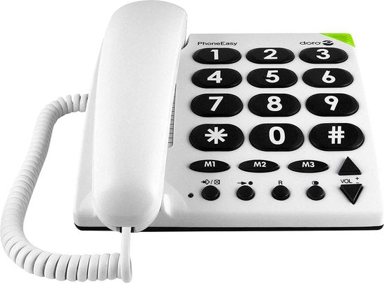 PhoneEasy 311C - Single DECT Huistelefoon met Grote Knoppen voor Senioren - Wit