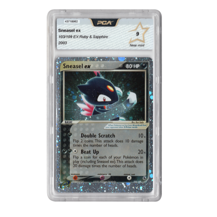 Sneasel ex - 103/109 EX Ruby & Sapphire - English - Graded PCA 9 Near Mint - 2003