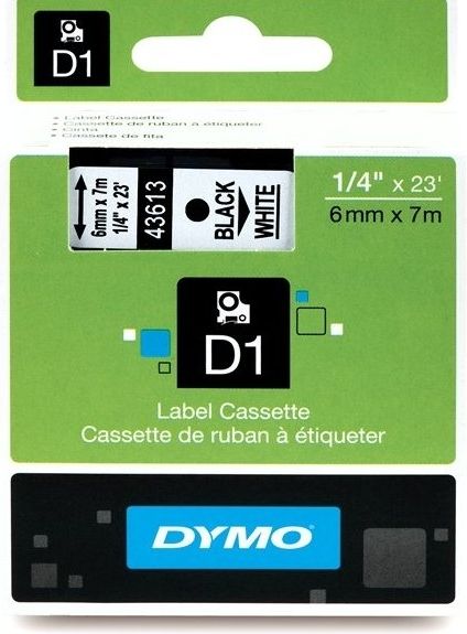 Dymo 43613 (S0720780) Tape Zwart op wit (6 mm) (Nieuw)