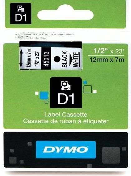 Dymo 45013 (S0720530) Tape Zwart op wit (12 mm) (Nieuw)