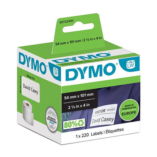 Dymo 99014 (S0722430) Etiket Zwart op wit (54 x 101 mm) (Nieuw)