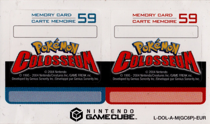 Gamecube Pokemon Colosseum Memory Card Sticker Vel (Ongebruikt)