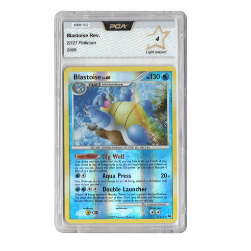 Pokemon Blastoise Reverse Holo - Platinum 2/127 - English - Graded PCA 7 Light Played - 2009