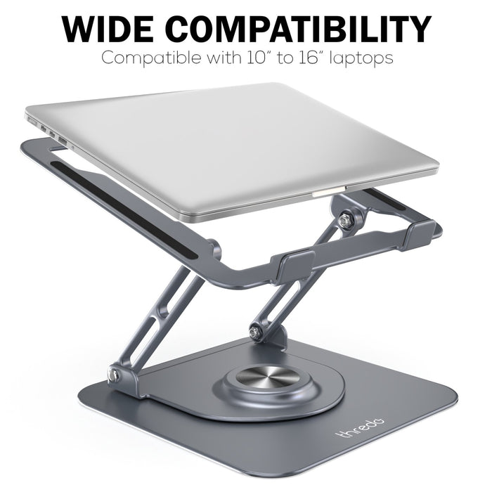 Thredo Aluminium Laptop Standaard/Houder - Verstelbaar en 360º Draaibaar - Macbook/Laptop/Tablet 10 - 17" Inch - Grijs / Space Grey (Nieuw)