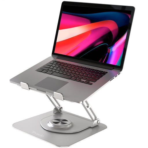 Thredo Aluminium Laptop Standaard/Houder - Verstelbaar en 360º Draaibaar - Macbook/Laptop/Tablet 10 - 17" Inch - Zilver / Silver (Nieuw)