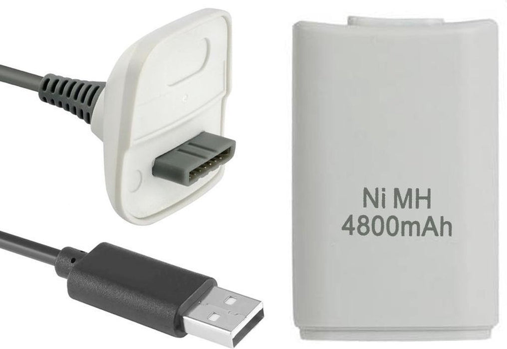 Play & Charge Kit voor Xbox 360 - Wit (Nieuw)