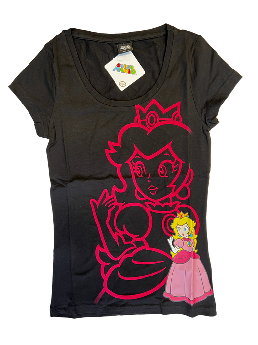 Super Mario: Peach - Zwart T-Shirt - XS (Nieuw)