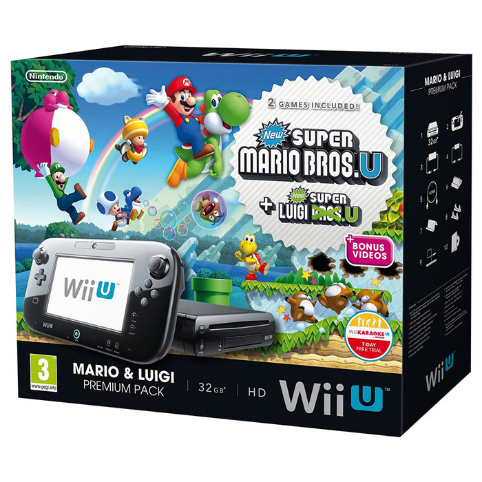 Wii U Premium Console incl. Gamepad - Zwart + New Super Mario Bros U Bundel (In doos)